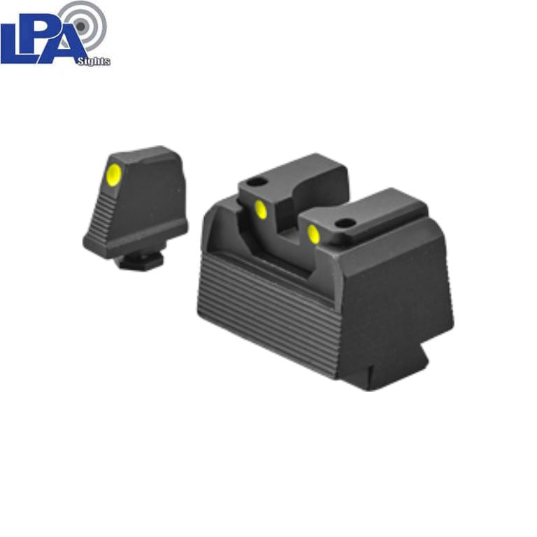 Glock 17 MOS, 19 MOS, 34 MOS semi-adjustable sight set | with luminescent dots LPA