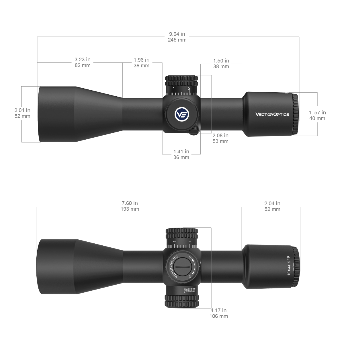 Vector Optics Veyron 10x44 SFP kompakt Gewier-Zielfernrohr