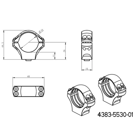 30mm Scope Réng | laang Picatinny QD Taktik Basis