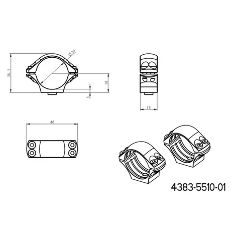 30mm Scope Réng | laang Picatinny QD Taktik Basis