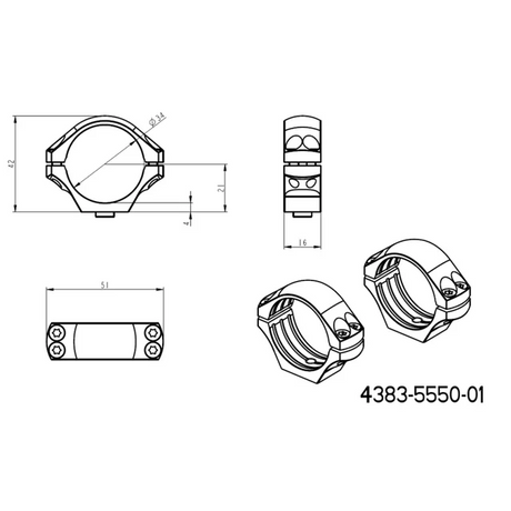 34mm anneaux de lunette | base tactique QD Picatinny longue