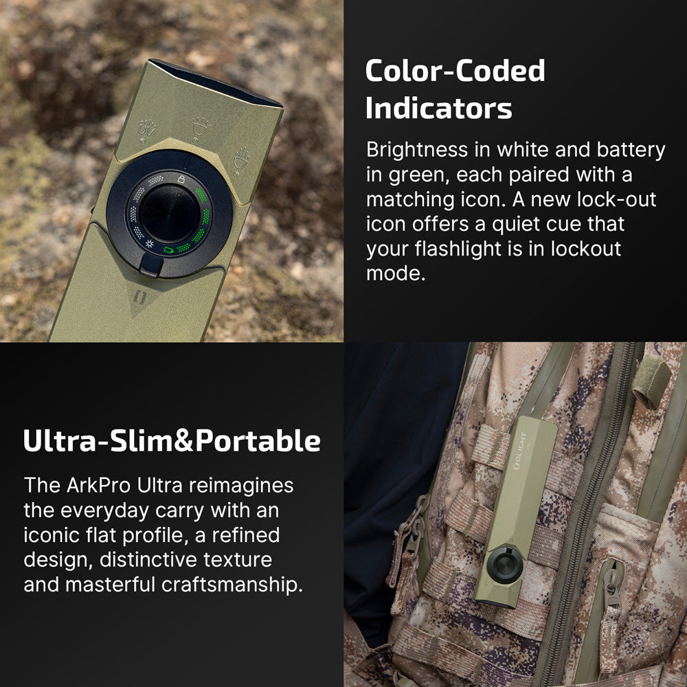 Olight ArkPro Ultra | flaach 4-an-1 EDC Täscheluucht | 1.700 lm - Olive Green