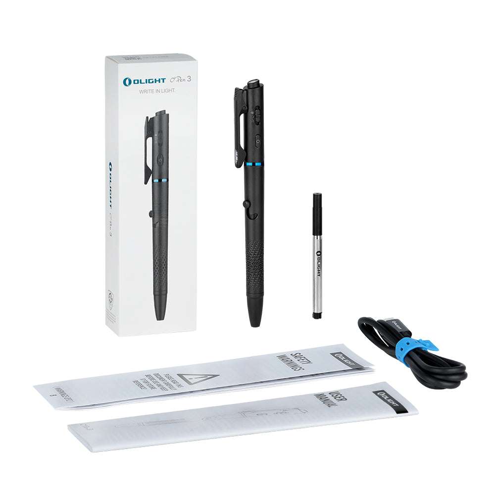 Olight O’Pen 3 | multifunktionell Penlight | 120 lm + grénge Laser - Schwaarz