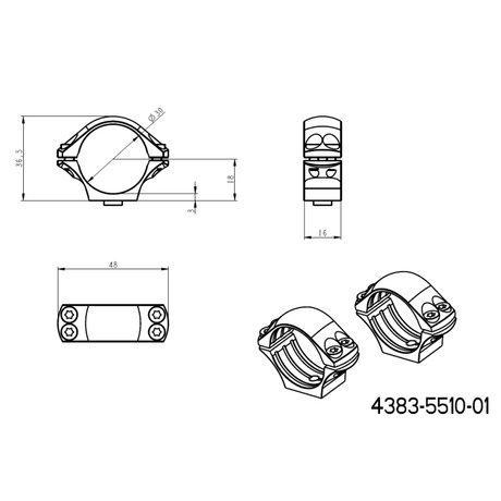 30 mm anneaux de lunette | base QD Picatinny en deux parties 