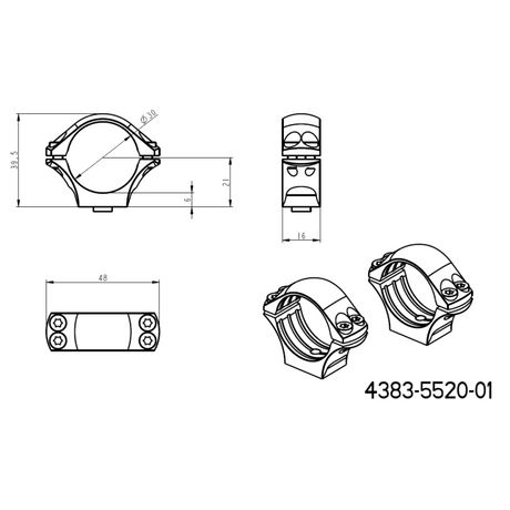 30mm Montageringe für Zielfernrohre | lange Picatinny QD Ergo-Basis 