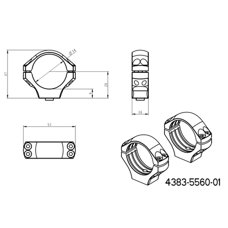 34mm Scope Réng | laang Picatinny QD Ergo Basis 