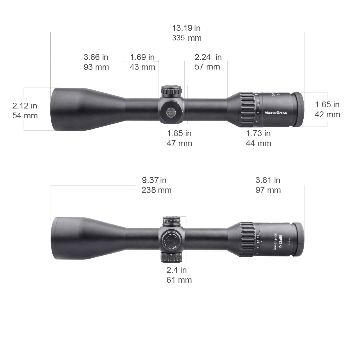 Vector Optics Continental 2-12x50 SFP lunette de tir 
