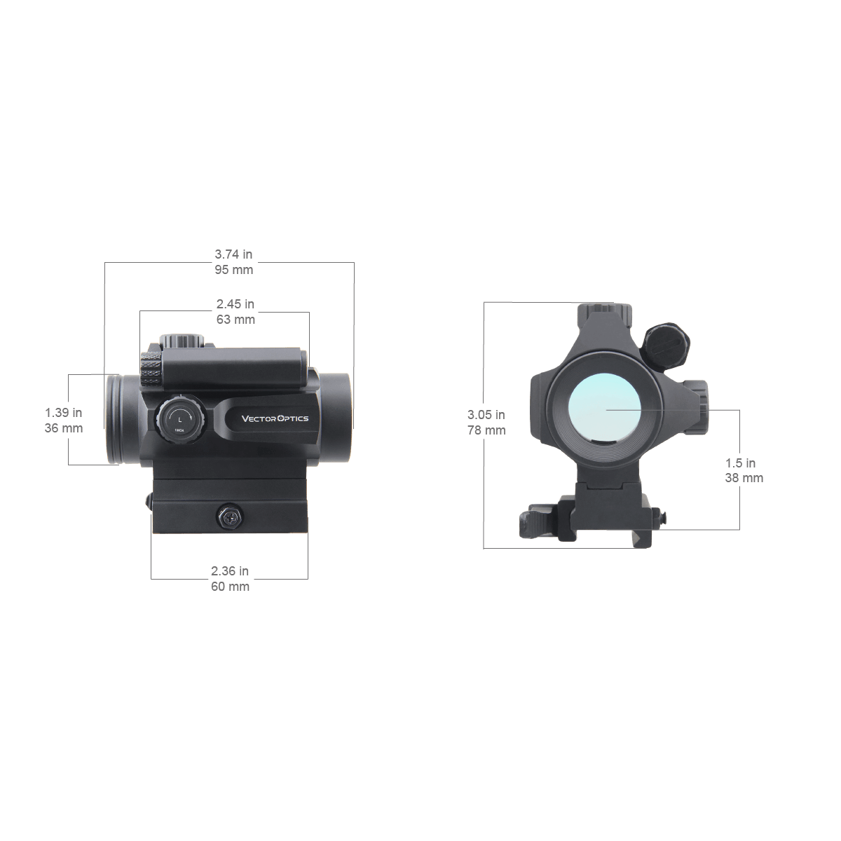 Vector Optics Nautilus 1x30 Scope Duebel Retikel roude Punkt 