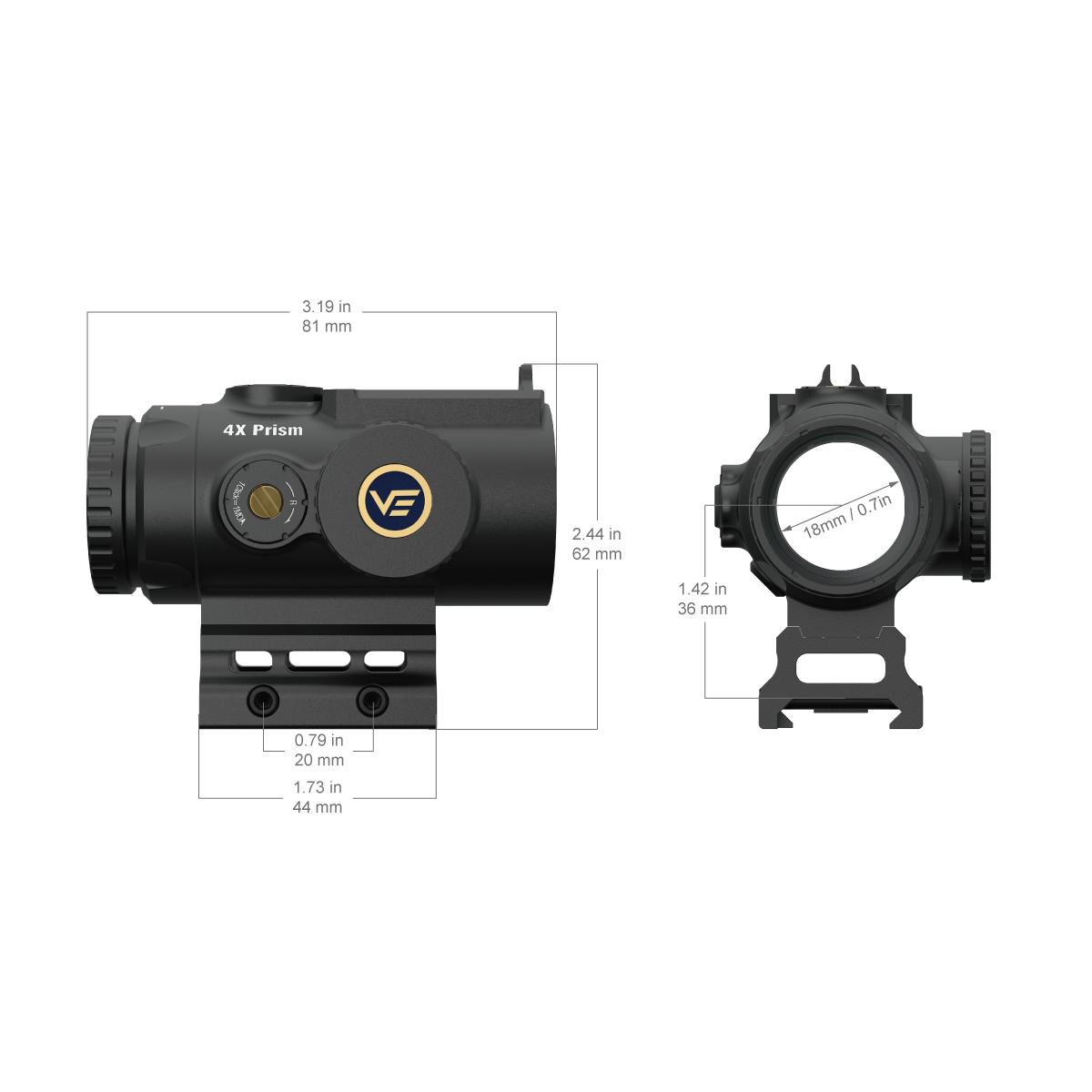 Vector Optics Paragon 4x24 ultra kompakt Prisma Gewier Ziilspektiv 