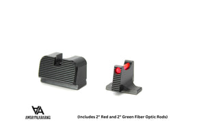 Sig Sauer P220 P226 P229 P320 & P365 Optics Ready héich Sport Eisenviséierer mat Faseroptik