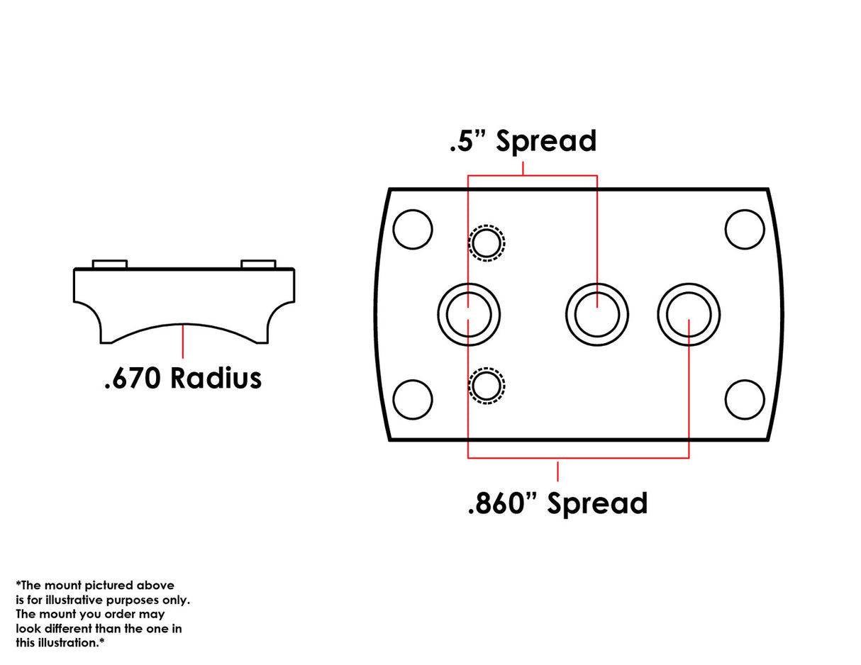Universal Schrotflënt / Gewehr [.670" Radius] Red-Dot-Visier Montéierung 