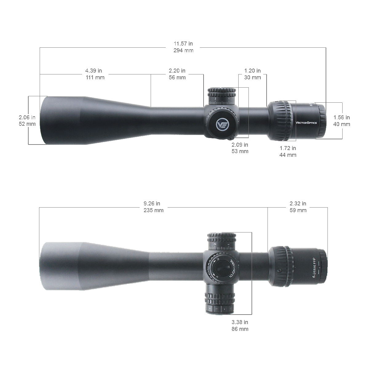 Vector Optics Veyron 6-24x44 IR Éischt Brennwäit Beleuchtete Geziilscope 