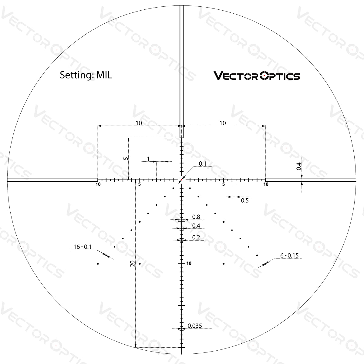 Vector Optics Veyron 6-24x44 IR Éischt Brennwäit Beleuchtete Geziilscope 