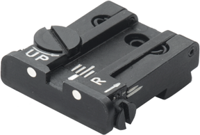 Verstellbart hënnescht Viséier fir Glock [G17 G19 G26 & other] | wäiss Punkten
