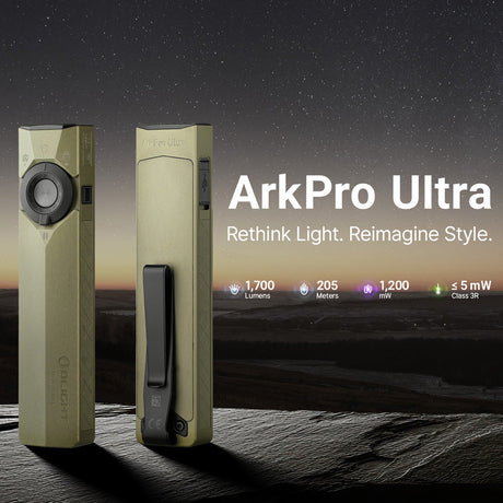 Olight ArkPro Ultra | flat lampe EDC 4-en-1 | 1.700 lm - Olive Green