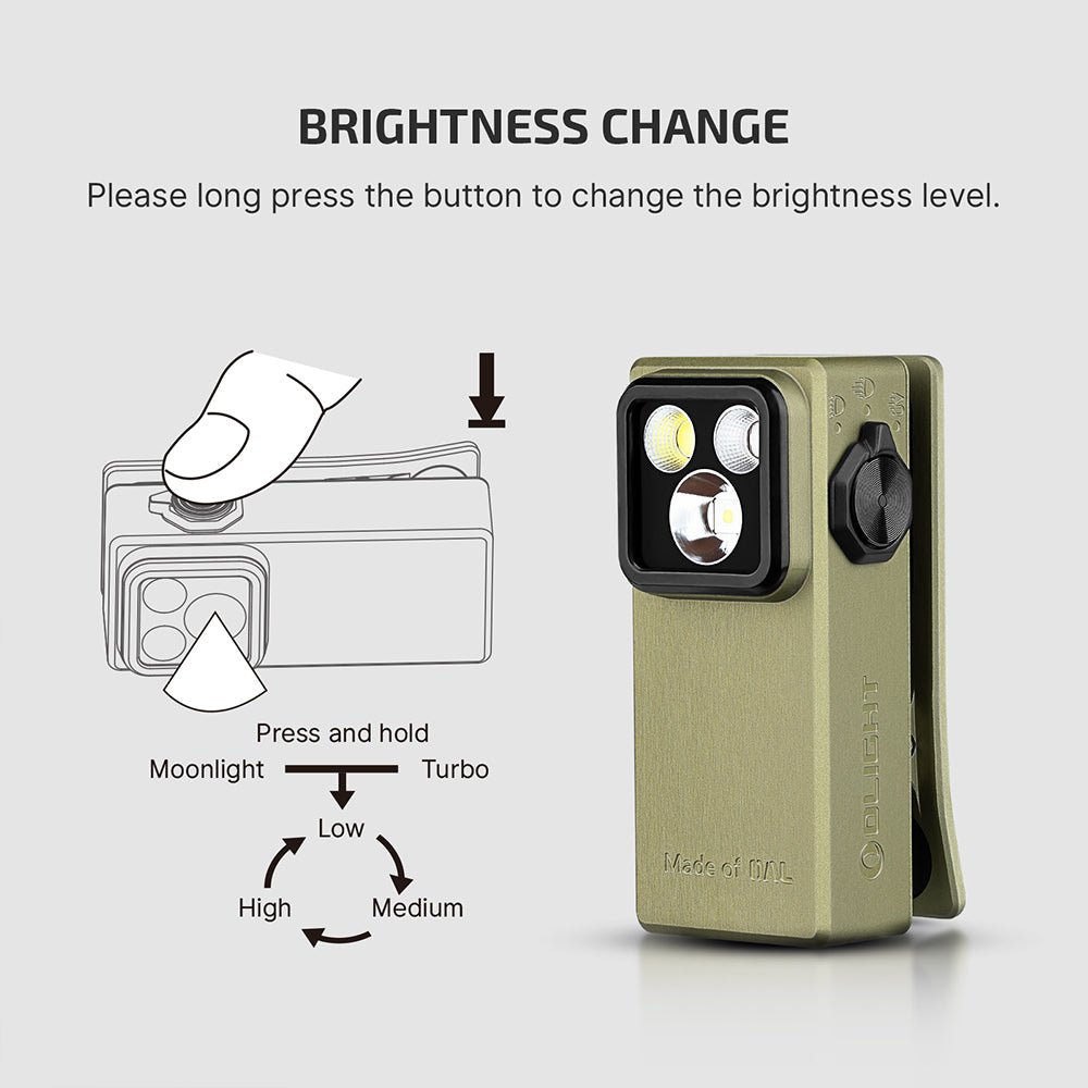 Olight Oclip Ultra | 3-in-1 Clip-on EDC-Lampe | 530 lm - Olive Green