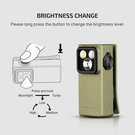 Olight Oclip Ultra | 3-an-1 Clip-on EDC Luucht | 530 lm - Olive Green