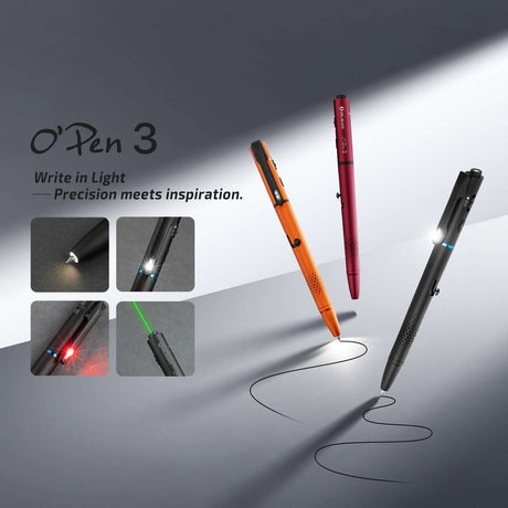Olight O’Pen 3 | stylo-lampe multifonction | 120 lm + laser vert - Noir